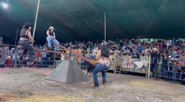 Four daring women ride Teeter-Totter in bull showdown at Mexico rodeo — 33M views and counting