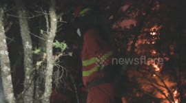 Spain: Firefighters battle wildfire in Spain’s Galicia region
