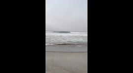 Strong evening waves from Hurricane Erin in Emerald Isle, North Carolina, USA