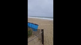 Rough seas from Hurricane Erin at Rehoboth Beach, Delaware, USA