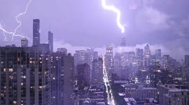 US: Chicago Skyline Erupts In Flashes Of Lightning Amid Fierce Storm