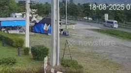 Shocking moment school van crashes into parked lorry leaving seven injured