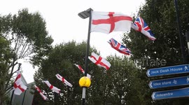Activists re hang St George's Flags on Isle of Dogs after being removed by Tower Hamlets Council