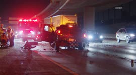 US, Los Angeles: Diamond Bar Truck Rear Ends Semi Trailer at High Speeds
