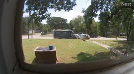 Security Camera Catches Head-On Collision With Amazon Vehicle