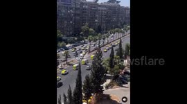 Syria: A procession on Mezzeh Highway in the center of Damascus on the 12th anniversary of the Ghouta chemical massacre