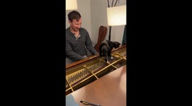 Adorable kitten struggles to face the music as owner plays piano