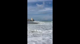 Strong coastal waves amid Hurricane Erin in Garden City, South Carolina