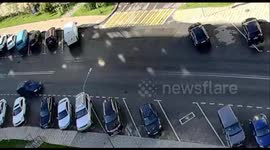 Pit bike and car collide in Moscow, Russia