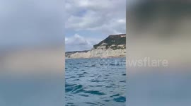 Kayaker captures dramatic cliff collapse at popular Dorset beach