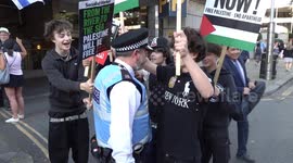 Demonstrators rally outside Israeli embassy in London to call for end to Gaza famine
