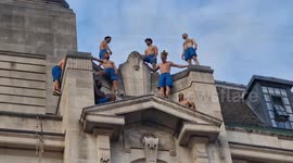 Parkour artists Cie Lezards Bleus perform in Woolwich for GDIF opening
