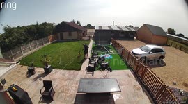 Sudden Surge of Wind Topples Man With Trampoline