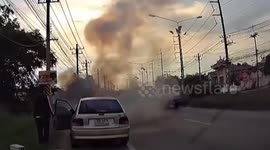 Driver narrowly escapes as car engine catches fire
