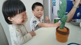 Toddler Cries as Talking Cactus Mimics Her Tears