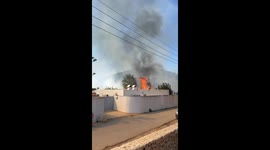 fire breaks out at a house on Ibiza waiting for the fire helicopter to come and extinguish the flames