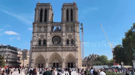 Activists hold pro-Palestinian protest outside Notre Dame Cathedral in Paris