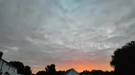 Sunrise breaks through after days of gray skies in Chester, Virginia, USA