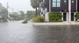 Widespread flooding in downtown Charleston, South Carolina, US