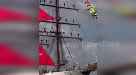 Netherlands: BAP Unión Impresses Crowds With Red Sails At SAIL Amsterdam 2025
