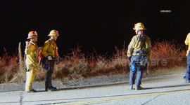 US, Los Angeles: Angeles National Forest Car Over Side Rescue