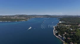 Türkiye: Turkish navy parades in Istanbul Strait during TEKNOFEST 'Blue Homeland' event (4)