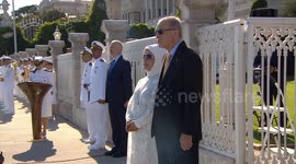 Turkish President greets navy parading at Istanbul strait in 'Blue Homeland' event