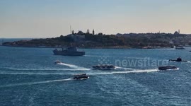 Turkish drone ship completes parade at Istanbul Strait in 'Blue Homeland' event