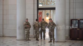 Footage shows members of National Guard at Union Station in Washington DC