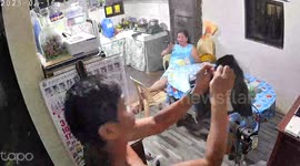 Husband opens parcel in front of CCTV camera for online shopping evidence