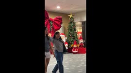 It's still summer and Christmas displays are going up at this mall