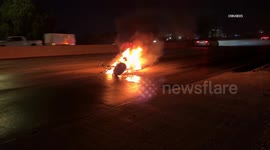 US, Los Angeles: Mission Hills Rider Miraculously Suffers Minor Injuries After Fiery Motorcycle Crash on Freeway