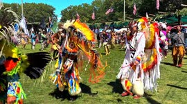 Opening ceremony at Schemitzun Feast of green corn and dance in Mashantucket Pequot Tribe in Connecticut.