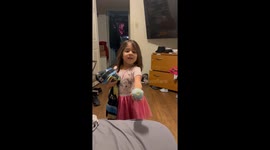 Little girl’s magic trick with ball in San Angelo, Texas