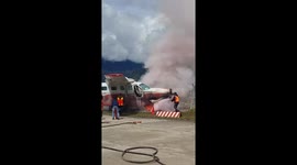 Plane crashes into fence injuring pilot at airport in Indonesia