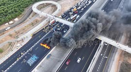 Israel: DRONE - Israelis block Tel Aviv roads demanding Gaza ceasefire, release of hostages