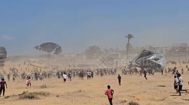 Airdrops of humanitarian aid continue over Gaza amid Israeli blockade