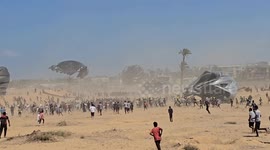 Airdrops of humanitarian aid continue over Gaza amid Israeli blockade