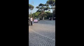 Friends’ ride nearly causes accident in Rome, Italy