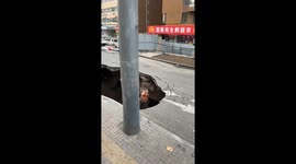 Massive sinkhole causes road collapse in Shanxi, China
