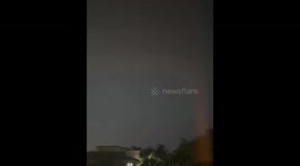 Thunderstorm with lightning strikes in Fort Lauderdale, Florida, USA
