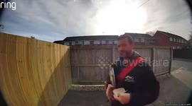 Funny video captures postman leaving resident in fits of giggles on doorbell cam