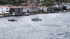 Drone captures search efforts for missing Russian swimmer in Istanbul Strait