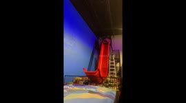 Dad Tries Trampoline Park's Steep Slide