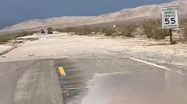 US: Desert Highway Submerged As Flash Floods Hit South Of Barstow