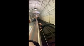 Extreme Stunt in Moscow Underground Metro Station