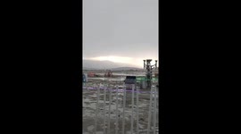 Heavy rain and lightning at Burning Man 2025 in Nevada, USA