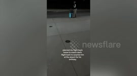 Daughter surprises dad on his birthday at airport by pretending to be Uber driver