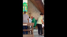Pet dog joins mass at Catholic church in the Philippines