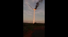Windmill turbine bursts into flames in Vietnam